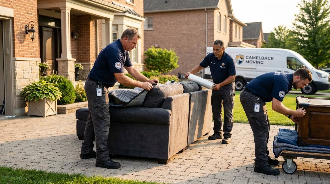 Large estate moving crew wrapping furniture in Kelso, WA